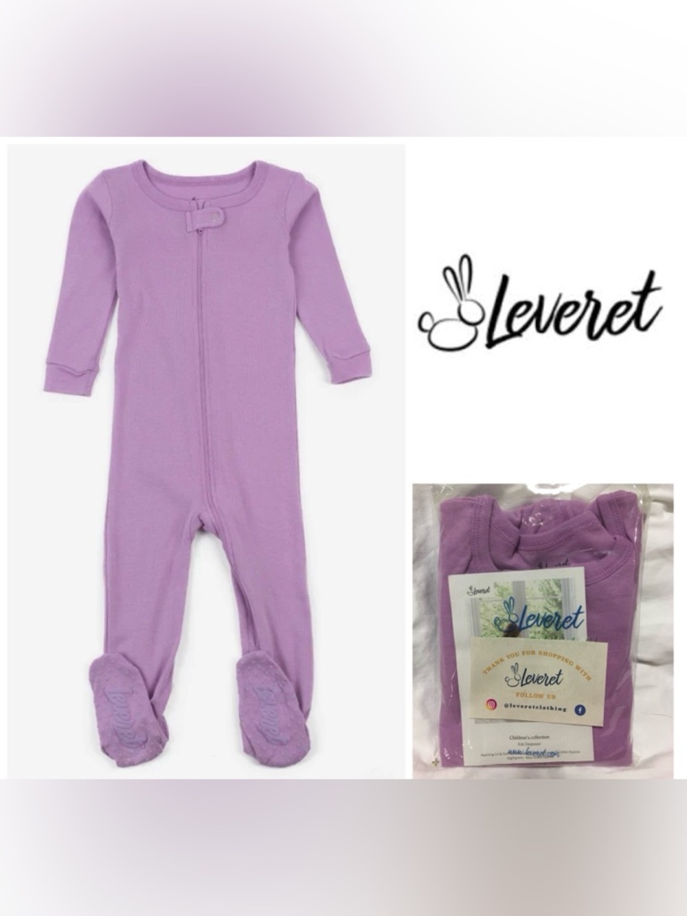 🆕LEVERET - 18/24M - NWT - INFANT GIRLS PURPLE FOOTED PJS / ONESIE